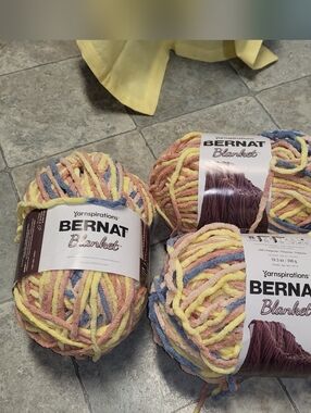 3 Skeins - Bernat Blanket Chenille Yarn - Multi - Pink Lagoon - Yarnspirations